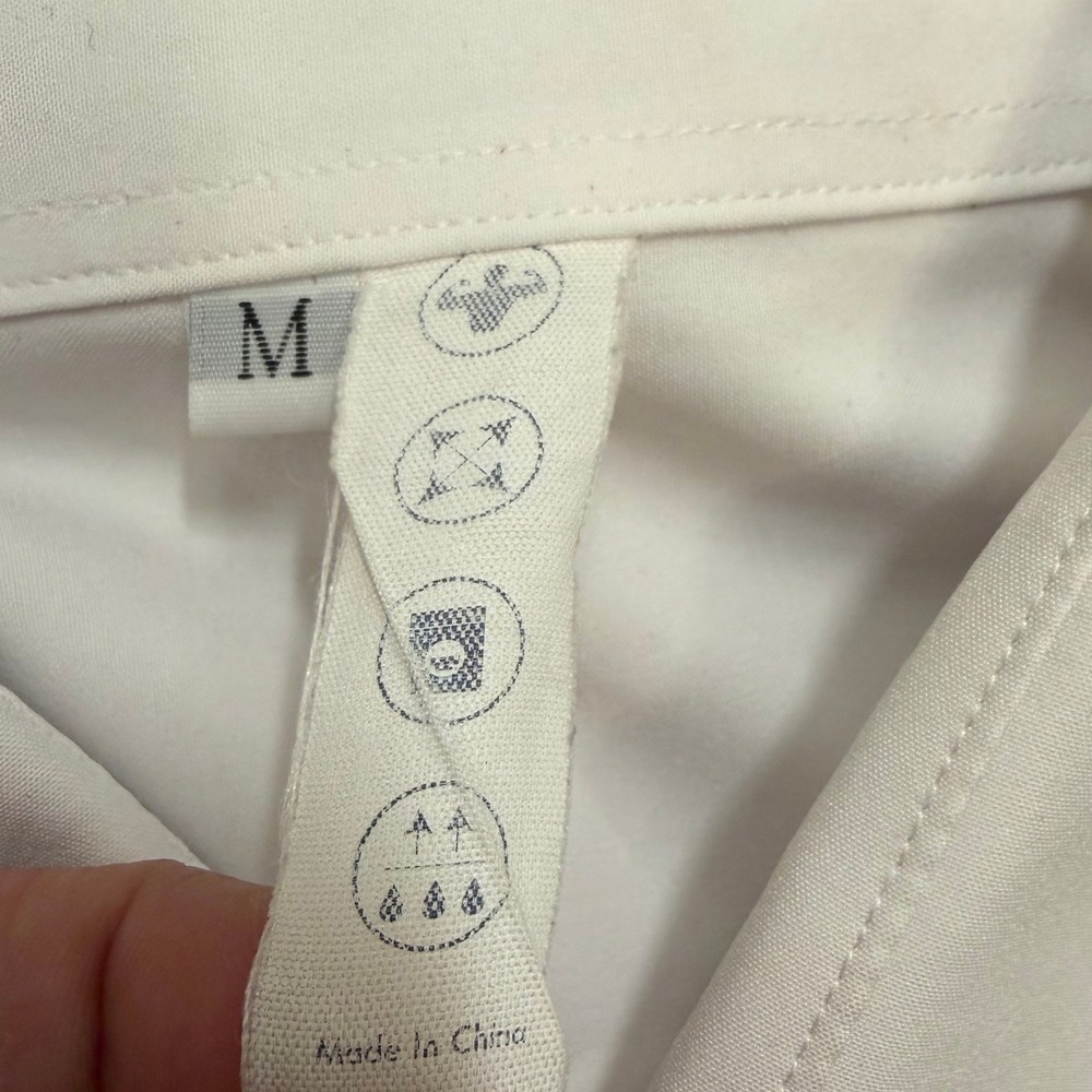 State & Liberty Button Down Dress Shirt Mens Medium Solid White Stretch Athletic - Picture 6 of 12